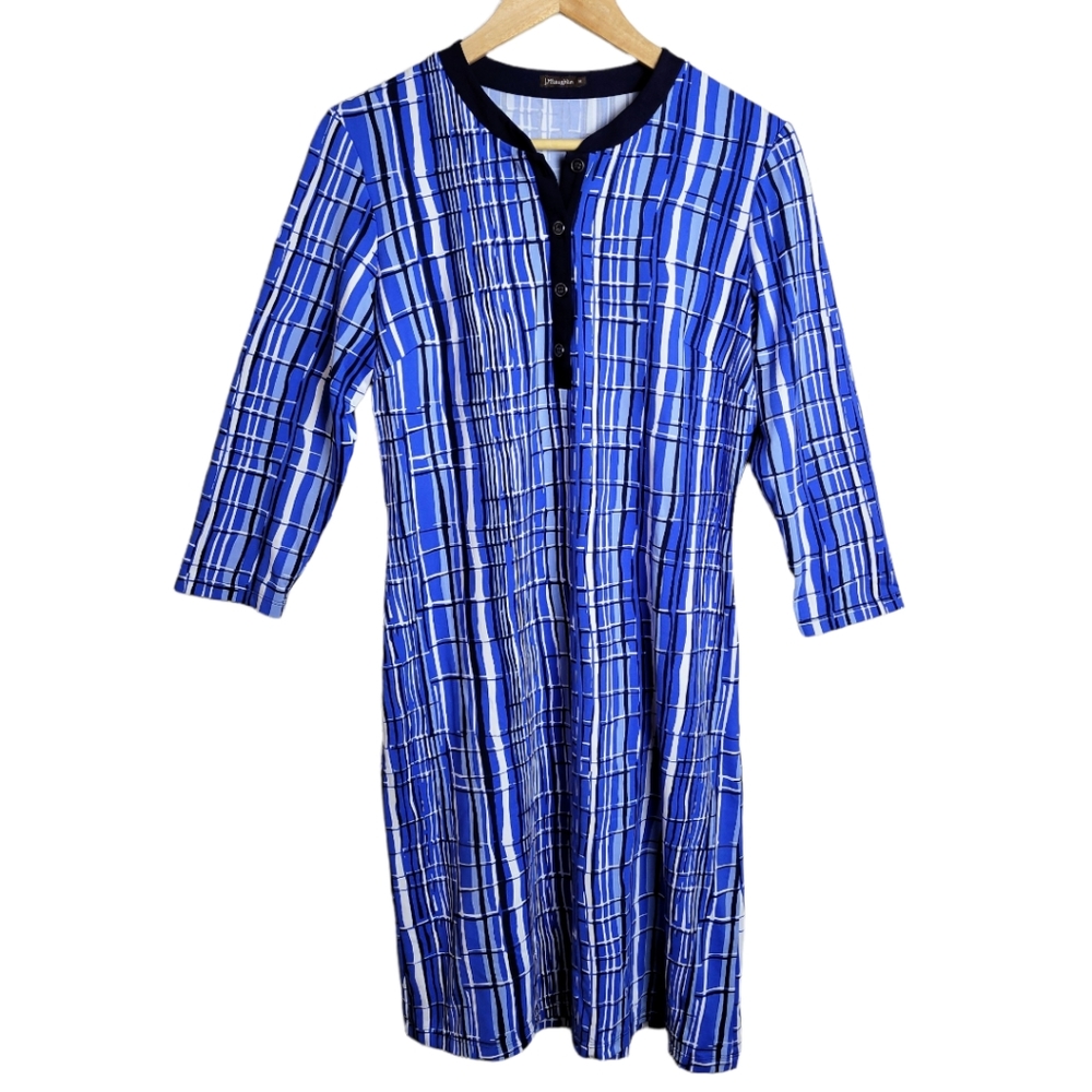 J. McLaughlin Biscayne Dress Nautical Blue Navy Crackle Size Medium